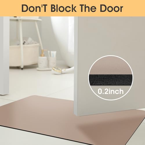 ACCUMTEK Non Slip Bath Mat, Thin Bathroom Rugs Fit Under Door, Quick Dry Bath Mats, Machine Washable Bath Rugs for Bathroom, Bathtub & Kitchen, Bathtub & Kitchen, Taupe/Solid/24 x17 - color: Taupe, size: 1'5" x 2' (Rectangular)