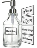 JASAI Antique Design Soap Dispenser with Rust Proof 304 Stainless Steel Pump, Refillable Glass Soap Dispenser with 10Pcs Clear Stickers, Premium Kitchen & Bathroom Soap Dispenser - color: 1 Pack