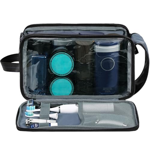 ZEEMO Travel Toiletry Bag for Men, Medium Water-Resistant Double-Sided Full-Open Dopp Kit, Versatile Organizer for Shower and Hygiene Accessories, Bathroom Essentials, Cosmetics, Large, Black - color: Black, size: Large