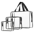 3pcs Clear Cosmetic Bags, TSA Approved Toiletry Bag Set Crystal Clear Travel Beach Essentials Bag Organization PVC, Clear Makeup Bags Luggage Pouch Carry on Airport Airline Compliant Bag Women Men - color: 3pcs Black-1 large, 1 medium, 1 small