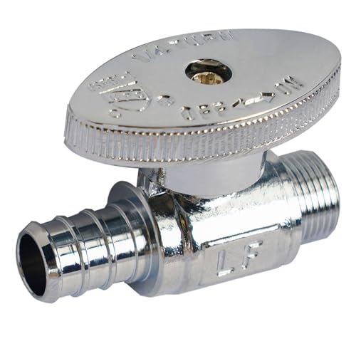 Hourleey 2 Pack Straight Stop Valve, Water Shut Off Valve 1/2" PEX x 3/8" OD Compression, Quarter Turn Chrome Plated Brass Valve for Faucets and Toilets - color: Straight (Pack of 2)
