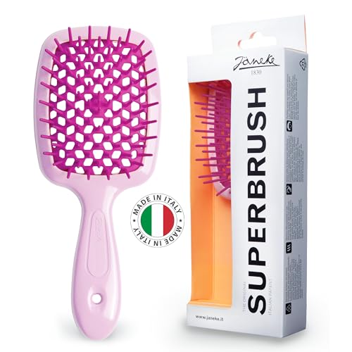 Janeke Superbrush Detangling Brush for Soft Smoothing Hair Brushing with Anti-Static Bristles - Vented Wet Hair Brush for Blow Drying Use - Perfect for Curly, Thick, Wavy, Fine Hair Types (Lilac-Fux) - color: Lilac/Fux Superbrush