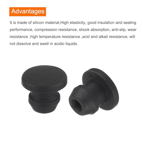 MECCANIXITY Silicone Snap in Locking Hole Plugs,Rubber Panel Seal Cover Flush Type Panel Round for Kitchen Rubber Bulkheads Waterproof Sealing Plugs 5mm/0.2 Inch Diameter Black,Pack of 10 - size: 5mm