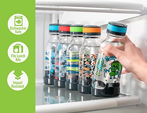 REDUCE WaterWeek 14 oz Tritan Reusable Water Bottles - Includes 5 Leak Proof Bottles and Fridge Tray - BPA Free and Dishwasher Safe - color: Berry, size: 14 Ounces