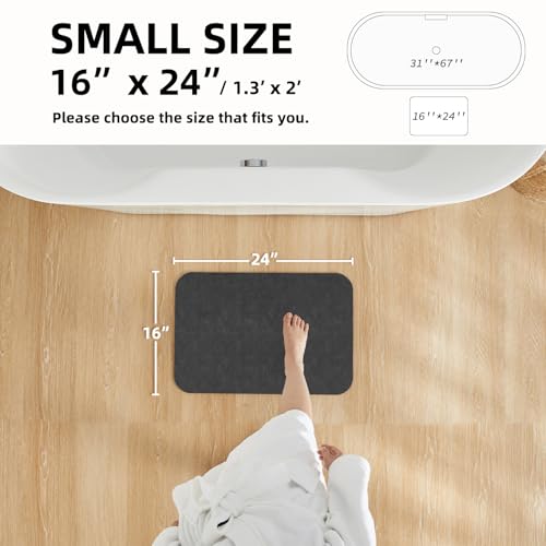 TYUU Bath Mat, Bathroom Rugs Non Slip Washable Thin Absorbent Quick Dry Bath Mat Fits Under Door Bathroom Floor Mat Perfect for Bath, Shower, or Sink 16"x24" Dark Grey - color: Dark Grey, size: 1'4" X 2' (Rectangular)