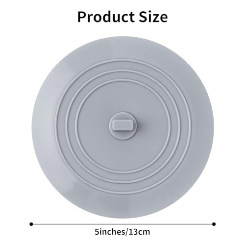 Vaincre 2PCS Bathtub Drain Stopper - 5" Silicone Kitchen Bathroom Hair Water Shower Stopper, Bathtub Drain Plug, Universal Flat Suction Shower Kitchen Cover, Bathroom Laundry Accessories - color: Grey+white