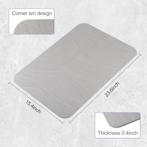 Stone Bath Mat, 2 Pack Diatomaceous Earth Shower Mat, Non-Slip Super Absorbent Quick Drying Bathroom Floor Mat, 24x15, Light Grey - color: Light Grey, size: 24" x 15" (2 Pack)