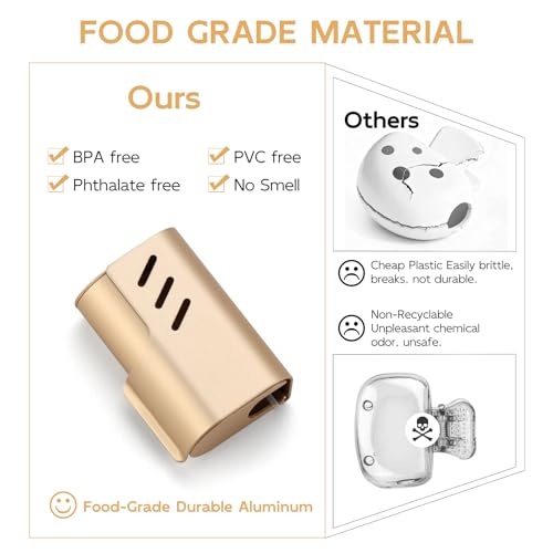 2PCS Aluminum Toothbrush Head Caps, Travel Toothbrush Top Cover, Portable Protector Clip Pod Fits Most Manual and Electric Toothbrush Heads for Household Traveling, Camping, School, Business - Gold - color: Gold-2pcs