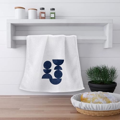 OHSUL Navy Blue Modern Abstract Minimalist Kitchen Towels Dish Towels Dishcloth, Mid Century Modern Decor Hand Tea Towel for Bathroom Kitchen Decor, 16x24 Inches Set of 2 - color: Color-05