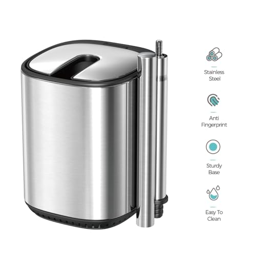 Toilet Brush and Holder Set Toilet Bowl Brush Stainless Steel Automatic Open lid Toilet Bowl Cleaner Brush Set Toilet Scrubber Kit Toilet Cleaning Brush for Bathroom - color: Stainless Steel