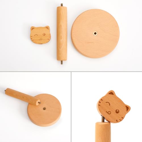 Vinoil Toilet Paper Holder Stand, Cute Cat Design Wooden Toilet Paper Holder Free Standing, Decorative Toilet Roll Holder, Scrunchies Holder Stand, Hair Ties Organizer - size: 8.27inch-Cat