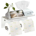 Toilet Paper Holder Wall Mount with Shelf Bjiotun Stainless Steel Toilet Paper Storage Tissue Roll Holder for Bathroom Storage Holds - color: Silver