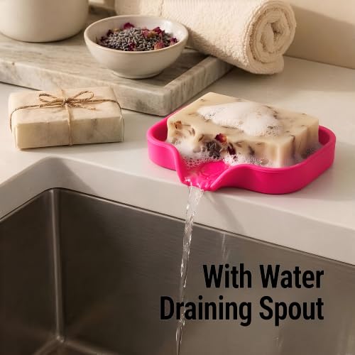 Zulay Kitchen Small Silicone Sponge Holder (4.9x3.3”) – Space-Saving Sink Organizer Tray for Sponge, Soap, Brush & More – Compact Non-Slip Dish for Kitchen & Bathroom (Dragon Fruit) - color: Dragon Fruit (Small), size: Small (4.9x3.3)
