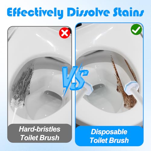 60 Counts Disposable Toilet Wand Refills Compatible with Most Bowl Brush Wand, Toilet Bowl Cleaner Refill Pads, Disposable Bathroom Toilet Brush Scrubber for Deep Cleaning Stain Removal
