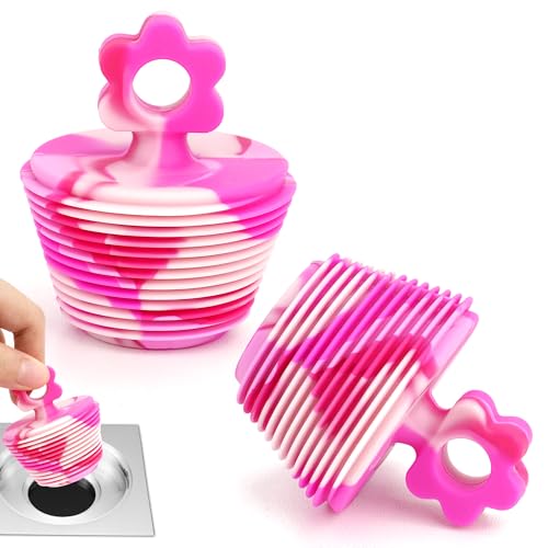 2 Pack Universal Bathtub Stopper Silicone Bathtub Plug for Bathroom Drain Stopper Plug for Kitchen (Pink)