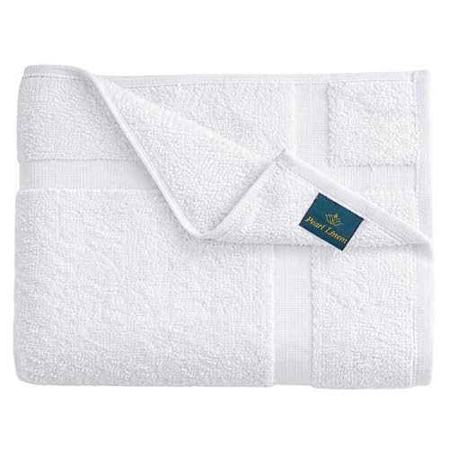 Pearl Linens Pack of 6 100% Cotton Bath Mat Towels,18x25 inches, Soft & Absorbent Floor Towels for Bathroom, Not Bathroom Rugs, After Shower Mat, 781 GSM, Machine Washable, Airbnb Essentials, White - color: White, size: 18x25 - Set of 6
