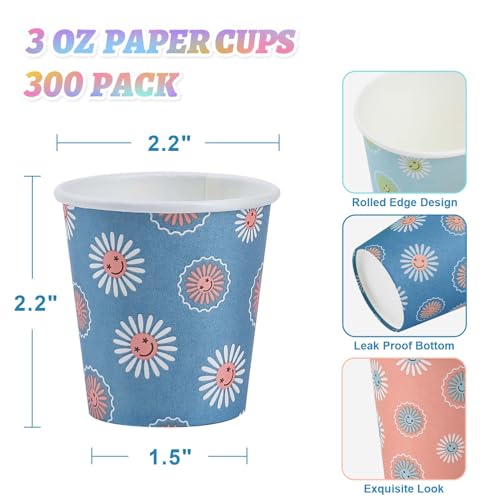 SIUQ 300 Pack 3 oz Paper Cups, Disposable Bathroom Cups, Small Mouthwash Cup, Hot/Cold Beverage Drinking Cups, Mini Paper Cups for Bathroom, Birthday Party, Travel, Events, Picnic, BBQ (Daisy) - color: Daisy 3oz-300 pack