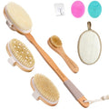 7-in-1 Body Brush Set for Shower & Dry Brushing – Long Handle Back Scrubber, 3 Replaceable Bristle Heads, Silicone Face Cleanser & Loofah – Exfoliating, Smooth Skin & Home Spa Kit - color: Set 2
