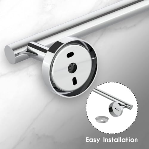 Newfun 10-Pieces Bathroom Hardware Set, Includes 24 Inch Towel Racks for Bathroom Wall Mounted, Toilet Paper Holder, Towel Hooks for Bathrooms, Towel Rings for Bathroom Wall (Polished Chrome) - color: Polished Chrome-ring