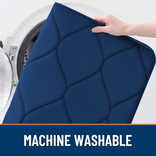 Smiry Memory Foam Bath Mat 70''x24'', Ultra Soft Non-Slip Bathroom Rug, Plush Water Absorbent Quick Dry and Machine Washable Floor Mat for Shower, Tub & Home Decor, Navy Blue - color: Navy Blue, size: 70''x24''