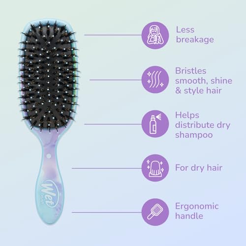 Wet Brush Shine Enhancer Paddle Hair Detangler Brush with Soft & Natural Boar Bristles | Infused with Argan Oil for Smooth, Shiny Hairs | Gentle on Wet or Dry and All Hair Types - color: Color Wash Splatter, size: 1 Count (Pack of 1)