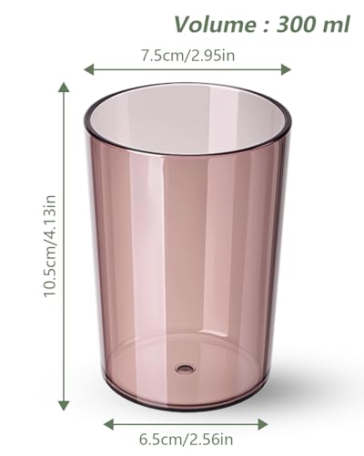 4 Pack Bathroom Tumbler Toothbrush Cups, Unbreakable Toothbrush Holders, Reusable Drinking Cups, Plastic Mouthwash Cup, Stackable Bathroom Brushing Cup 300ml(Red, Purple, Blue, Grey)
