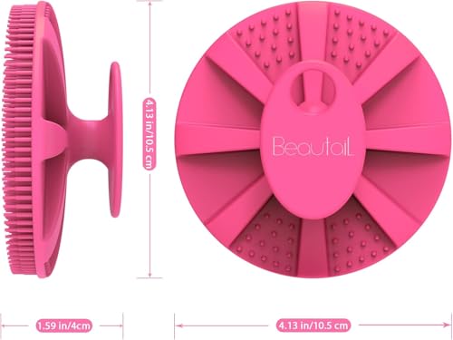 Silicone Body Scrubber 2 Pack, BEAUTAIL Shower Bath Scrubber, More Hygienic Than Traditional Loofah, Lather Nicely, Gentle Exfoliating Brush for Women Men Baby Sensitive Skin, Blue+Rose - color: Blue+rose 2 Pcs