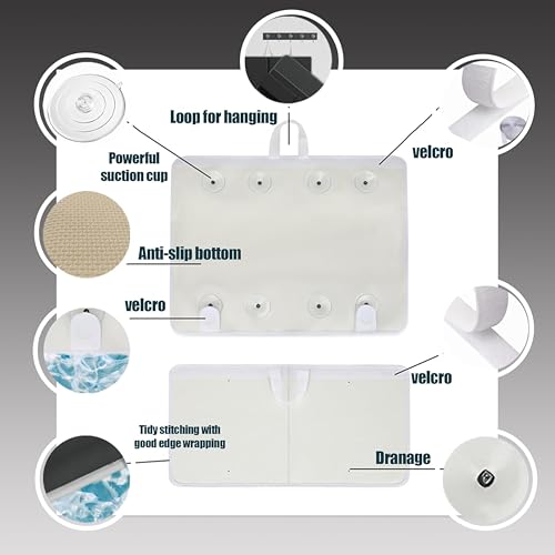 Supa Ant Bath Kneeler –8 Suction Cups & 1.5" Padding.Certified Non Toxic Bath Kneeling Pad for Bath Tub & 5 Bath Toy Organizer. Fast Dry Baby Bath Kneeler and Elbow Rest Pad Set Charcoal - color: Charcoal With White Pockets