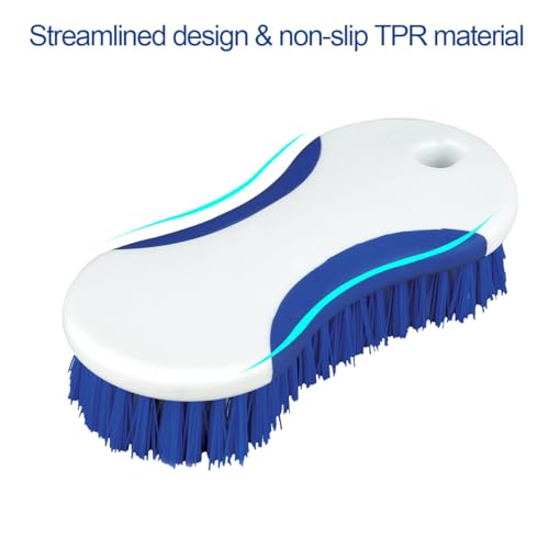 CELOX 2 Pack Multi Purpose Heavy Duty Scrub Brush, Deep Clean Brush for Tile Floors and Walls, Shower Doors, Tubs - color: White Blue
