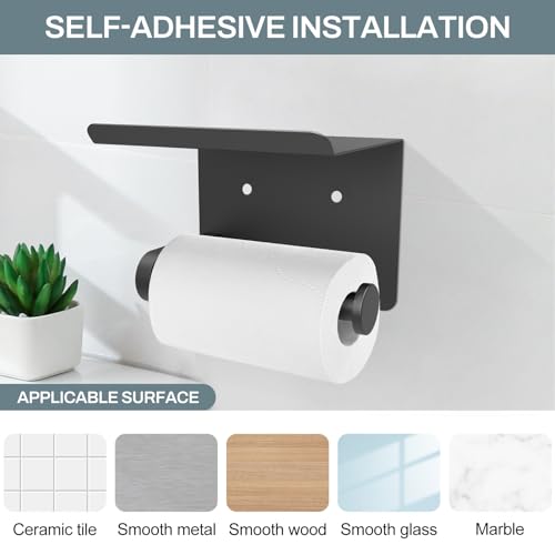 SetSail Toilet Paper Holder with Shelf Adhesive or Screw Bathroom Toilet Paper Roll Holders Wall Mount Matte Black Tissue Holder for Bathroom Hardware Accessories - color: Matte Black, size: 1 Packs
