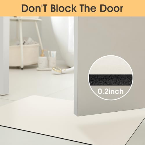 ACCUMTEK Non Slip Bath Mat, Thin Bathroom Rugs Fit Under Door, Quick Dry Bath Mats, Machine Washable Bath Rugs for Bathroom, Bathtub & Kitchen, Bathtub, Light Beige/Solid/24 x17 - color: Light Beige, size: 1'5" x 2' (Rectangular)