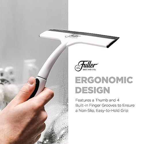Fuller Brush Easy Grip Handheld Squeegee - for Shower Walls, Doors, Tub Surfaces, Windows, Mirrors & Vehicle Windshields - ThermoPlastic Rubber Blade - Comfort Grip Handle with Built-in Finger Groove