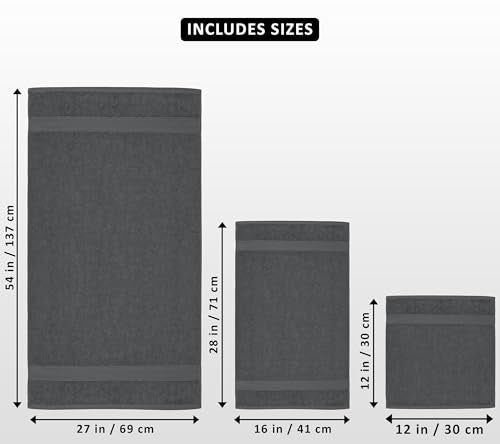 Utopia Towels 8 Piece Luxury Towel Set – Majestic Plush, Super Absorbent & Quicker-to-Dry, Thick 100% Ring Spun Cotton Towels for Bathroom, Spa & Hotel – 2 Bath, 2 Hand, 4 Washcloths, Grey - color: Grey, size: 8 Pieces Towel Set