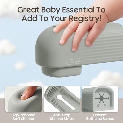 Roslim Baby Bathtub Faucet Cover, Upgraded Silicone Bath Faucet Cover for Kids, Bath Spout Cover for Baby, Faucet Cover for Bathtub Safety, Toddler Bath Tub Water Spout Cover, Universal Fit, Grey - color: Grey
