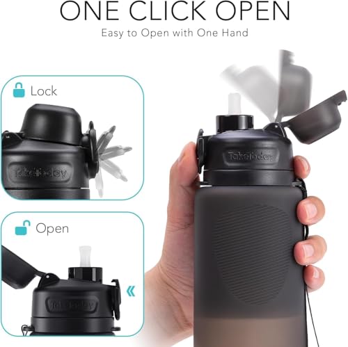 TakeToday Collapsible Water Bottles 32oz, Foldable Travel Bottle, TSA-Approved Leakproof Newly Silicone Water Bottle for Hiking, Travel, Outdoors, Black - color: Black