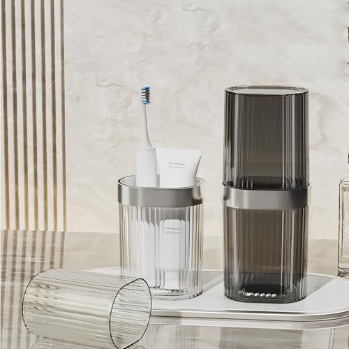 Travel Toothbrush Cup Case, Toothbrush Travel Container Portable Travel Toothbrush Holder Toothpaste Storage for School Camping Business Trip Bathroom (Grey) - color: Grey