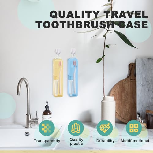 4 Pack Toothbrush Case, Toothbrush Travel Container, Toothbrush Holders, Toothpaste Containers, Toothpaste Storage Container for Home, Business, Camping Traveling (Yellow, Black, Blue, Green)