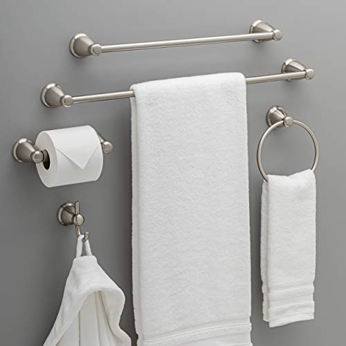Franklin Brass 5-Piece Satin Nickel Bathroom Set (2) Towel Racks, Ring, Toilet Paper Holder, Hook | Kinla Bath Accessories - color: Satin Nickel, style: 5-Piece Bath Accessory Set