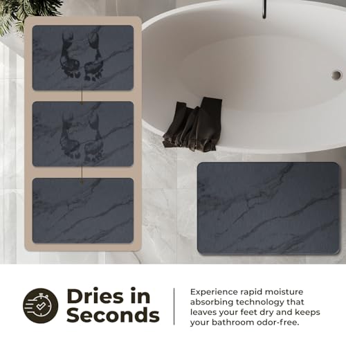 TOSORO - Stone Bath Mat Diatomaceous Earth Shower Mat Non-Slip Super Absorbent Diatomite Stone Bath Mats for Bathroom Floor Quick Drying Natural Easy to Clean (23.5 x 15) - Graphite, 2pcs - color: Marble Graphite, size: Pack of 2