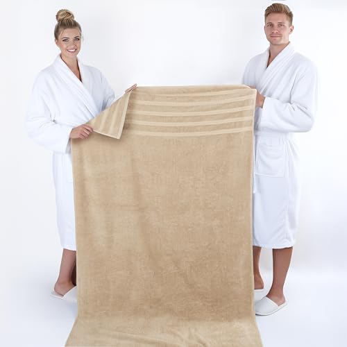 American Soft Linen 100% Cotton Luxury Turkish Towels, 2PC 35x70 Bath Sheet | Soft Absorbent Quick Dry OEKO Tex Standard 100 Certificated Durable Machine Washable Breathable Premium Hotel Quality - color: Beige, size: 2 PC (35"x70")
