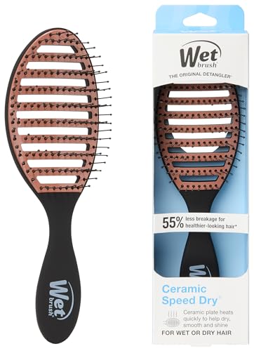 Wet Brush Ceramic Speed Dry Hair Brush, Black - Vented Design & Soft HeatFlex Bristles for Blow-Dry Safe Styling - Ergonomic Handle for Pain-Free Detangling - Hair Accessories for All Hair Types - color: Black