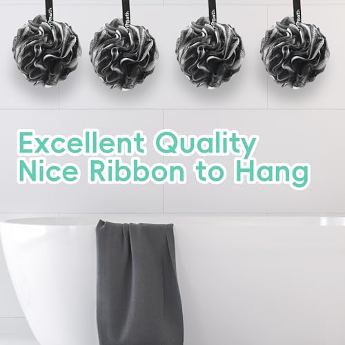 Loofah 4 Pack 75g Extra Large Loofa Set Soft Bath Sponge Thick Body Wash Puffs for Shower (Black) - color: 02-black