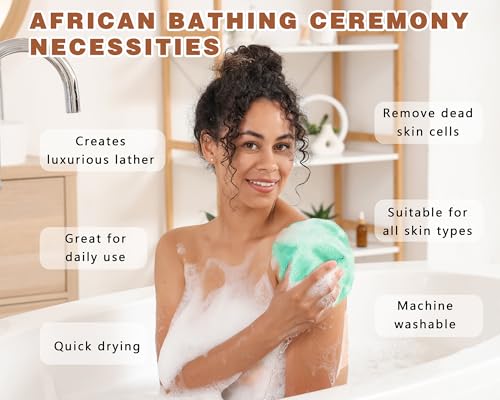 2 Pack African Net Sponge Exfoliating Body Scrubber Bath Sponge for Daily Use (Light Purple +Seafoam) - color: Light Purple +Seafoam