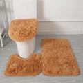 Bathroom Rugs Sets 3 Piece Thick Fluffy Soft Bathroom Rugs and U-Shaped Toilet Mat Washable Absorbent Floor Mat Khaki - color: Khaki