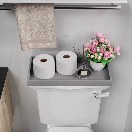 ZHWS Bathroom Vanity Tray for Countertop Perfume Makeup Jewelry Candle Decor, Kitchen Tray for Soap Dispenser Spice Salt, Large Tray for Toilet Tank Paper, Serving Nightstand Silver 13”x6.5” - color: Silver, size: 13" x 6.5" x 1.1"