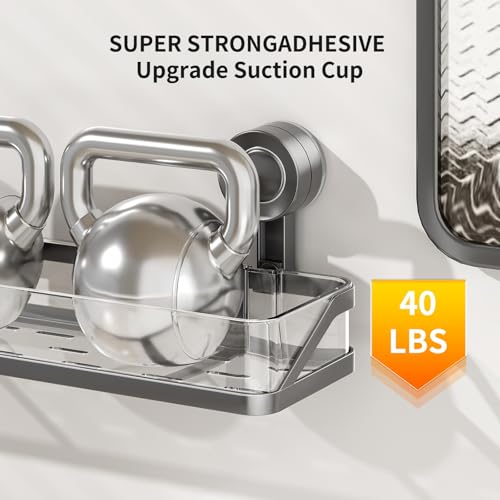 Shower Caddy Suction Cup,2 Pack Bathroom Shower Organizer for Bathroom Storage, Wall Mounted Shower Shelves,Rustproof Shelf No Drilling Large Capacity Removable Rack White&Grey - color: White&Grey