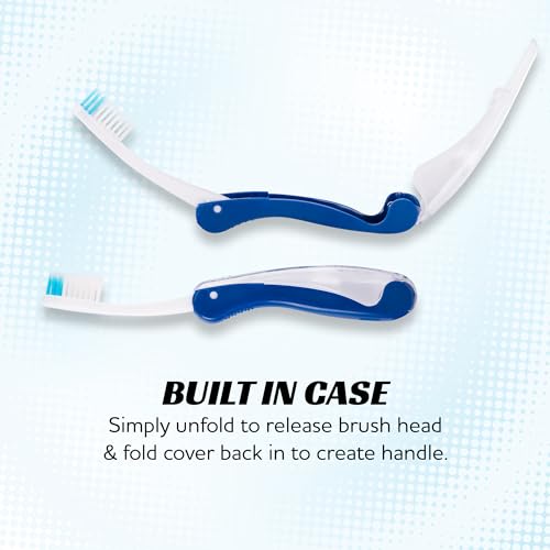 Lingito Travel Mini Toothbrush with Cover, Folding Interlock Toothbrush Adult 4 Pack Soft