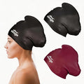 Swim Cap Long Hair 2 Pack Swimming Caps for Women Silicone Swim Caps Keep Hair Dry Waterproof Comfortable Flexible Durable Bathing Cap Tear-Proof Design Large Women Adult Swimming Cap 10+ Years Girls - color: Black & Deep wine red
