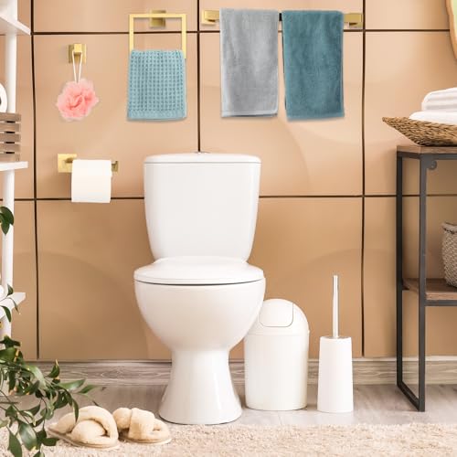 Gisafai 10 Pcs Gold Bathroom Hardware Accessories Set 23.6 Inch Bath Towel Bar Kit Stainless Steel Bathroom Hardware Set Towel Racks Ring Robe Hooks Paper Holder for Wall Mounted - color: Gold
