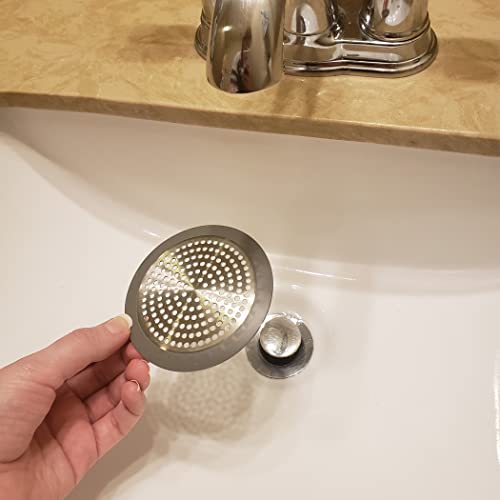 Danco 11040P Bathroom Sink Hair Catcher, Bathtub Drain Protector, Sink and Tub Strainer, 2-Pack - color: Brushed Nickel, size: Round [Pack of 1], style: Sink/Bathtub